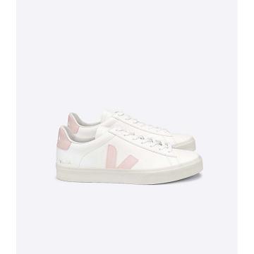 Veja CAMPO CHROMEFREE Women's Low Tops Sneakers White/Pink | NZ 463KOR